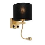 Smart wandlamp goud met USB en zwarte kap incl. Wifi A60 -, Huis en Inrichting, Lampen | Wandlampen, Nieuw, Overige materialen