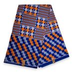 Afrikaanse stof - Blauw Oranje Pattern - Polycotton, Hobby en Vrije tijd, Ophalen of Verzenden, Nieuw