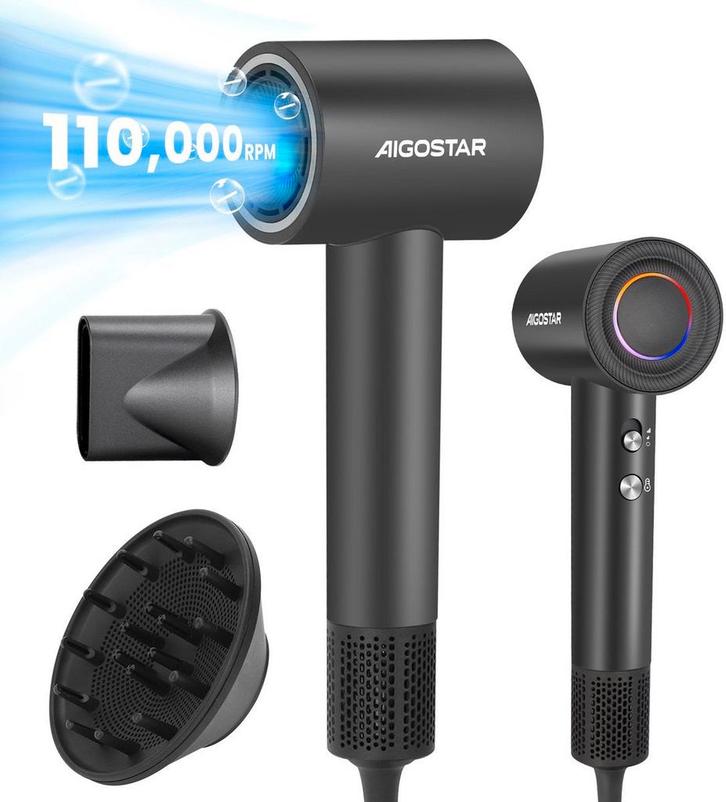 Fohn - Haardroger - Föhn met diffuser - 1600W - Zwart - Aigo, Sieraden, Tassen en Uiterlijk, Uiterlijk | Haarverzorging, Zo goed als nieuw