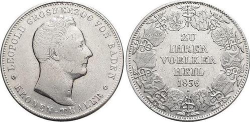 Kronentaler, daalder 1836 Baden-durlach Leopold 1830-1852, Postzegels en Munten, Munten | Europa | Niet-Euromunten, Verzenden