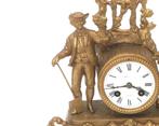 Verguld metalen pendule onder een stolp, Frankrijk, 19e eeuw, Antiek en Kunst, Antiek | Klokken