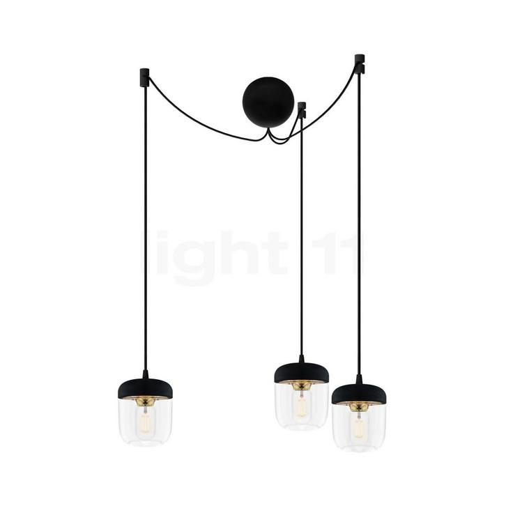 Umage Acorn Cannonball Hanglamp 3-lichts zwart, messing, Huis en Inrichting, Lampen | Hanglampen, Nieuw, Verzenden