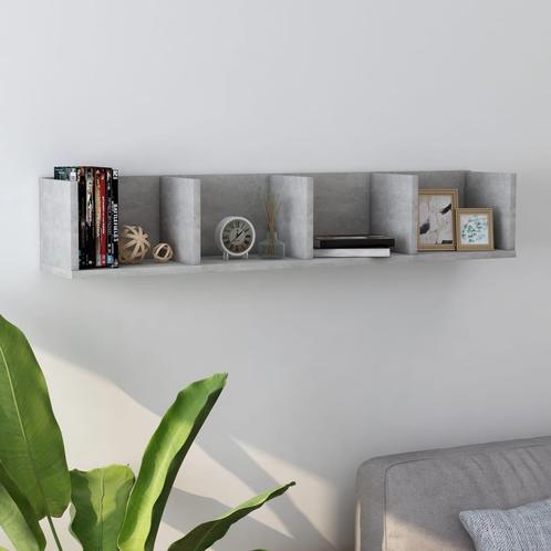 vidaXL Cd-wandschap 100x18x18 cm bewerkt hout betongrijs, Huis en Inrichting, Woonaccessoires | Wandplanken en Boekenplanken, Nieuw