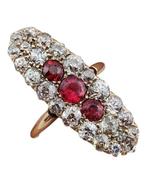 Ring - 14 karaat Roségoud, Antieke 14K rozen gouden ring met, Sieraden, Tassen en Uiterlijk, Ringen, Nieuw