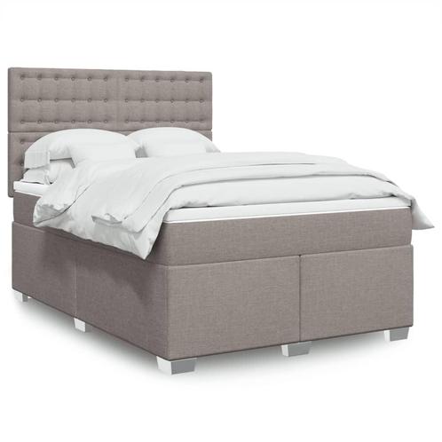 vidaXL Boxspring met matras stof taupe 140x200 cm, Huis en Inrichting, Slaapkamer | Bedden, 140 cm, 200 cm, Tweepersoons, Nieuw