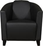 Zwarte leren landelijke kuipstoel - poot hout zwart - Toledo, Huis en Inrichting, Fauteuils, Klassiek, Nieuw, Ophalen of Verzenden