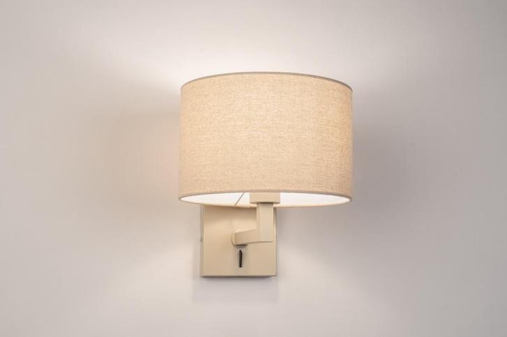Rietveld Wandlampen - Beige, Zand - Stof, Metaal, Huis en Inrichting, Lampen | Wandlampen, Verzenden