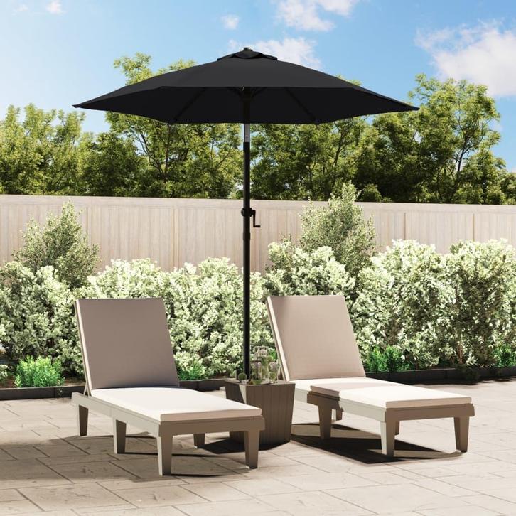 vidaXL Parasol 200x224 cm aluminium zwart, Tuin en Terras, Parasols, Nieuw, 2 tot 3 meter, Verzenden
