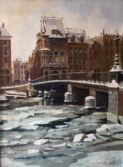 Wim Heinecke (1895-1978) - Winters stadsgezicht, Antiek en Kunst, Kunst | Schilderijen | Klassiek