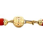 Bloedkoraal armband met gouden sluiting 18.5 cm 14 krt, Ophalen of Verzenden, Nieuw