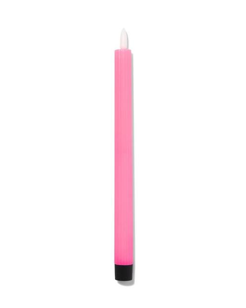 HEMA LED ribbel kaars met wax Ø2.3x28.3 fluo roze, Huis en Inrichting, Woonaccessoires | Kandelaars en Kaarsen, Nieuw, Verzenden