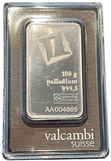 Palladium Valcambi 100 gram baar, Postzegels en Munten, Munten | Oceanië, Losse munt, Verzenden