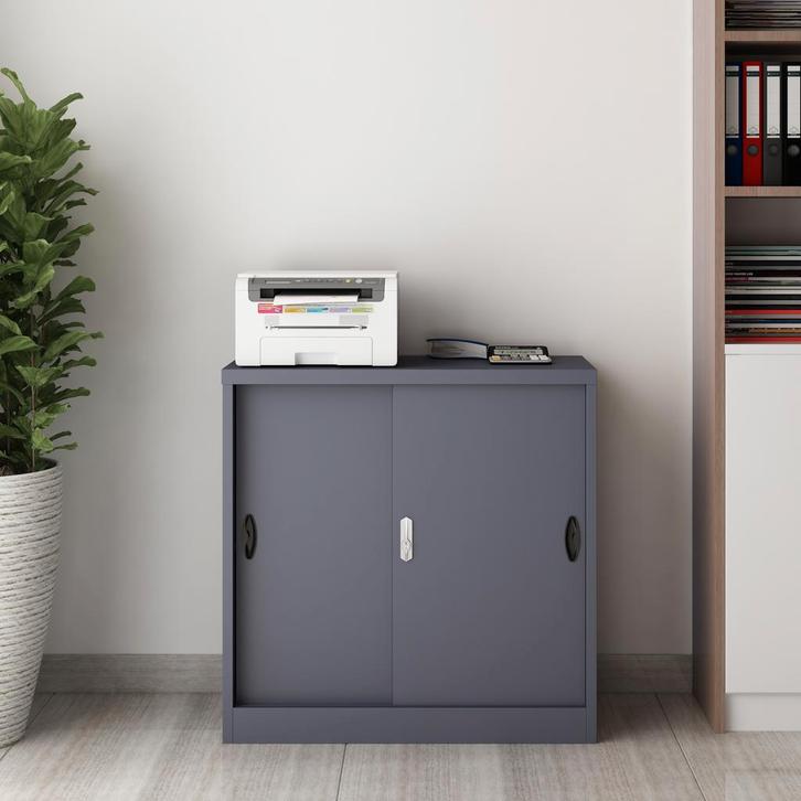 [en.casa] Lockerkast Rieti bureaukast 90x40x90 cm donkergrij, Zakelijke goederen, Kantoor en Winkelinrichting | Kantoormeubilair en Inrichting