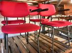 set stoelen 1235 Gispen zwart frame rode stof nieuw staat, Huis en Inrichting, Stoelen, Ophalen, Vintage, Zo goed als nieuw, Rood