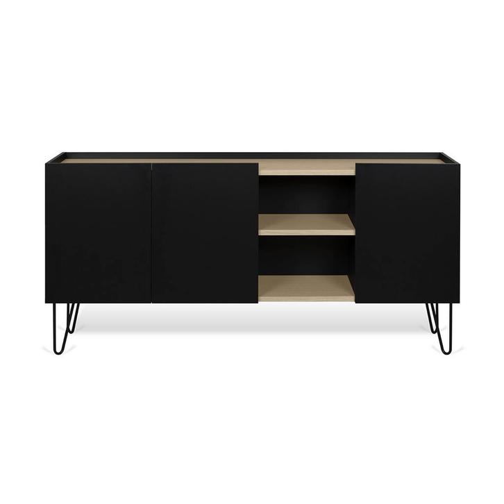 *WOONWINKEL* TemaHome Nina Dressoir Zwart Met Eiken, Huis en Inrichting, Kasten | Dressoirs, Nieuw, Verzenden