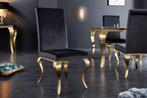 Elegante stoel MODERN BAROQUE zwart fluweel gouden poten van, Nieuw, Ophalen of Verzenden