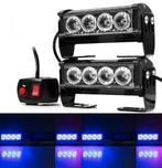 BLAUW bumper flitser 4 LED 12 Volt - Complete Set - Zwart, Auto diversen, Ophalen of Verzenden