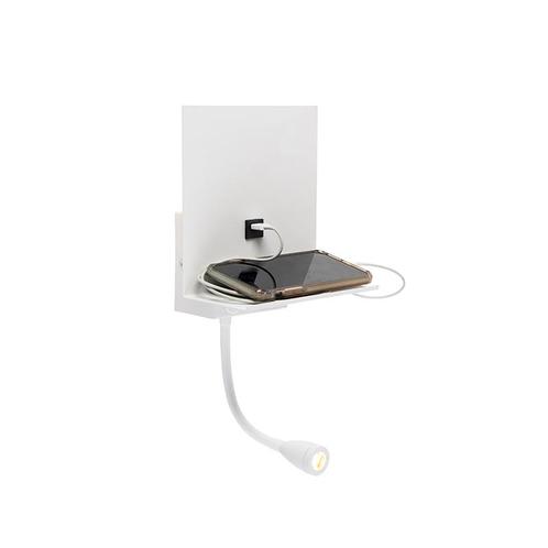 Moderne wandlamp wit met USB en flexarm - Flero, Huis en Inrichting, Lampen | Wandlampen, Nieuw, Overige materialen