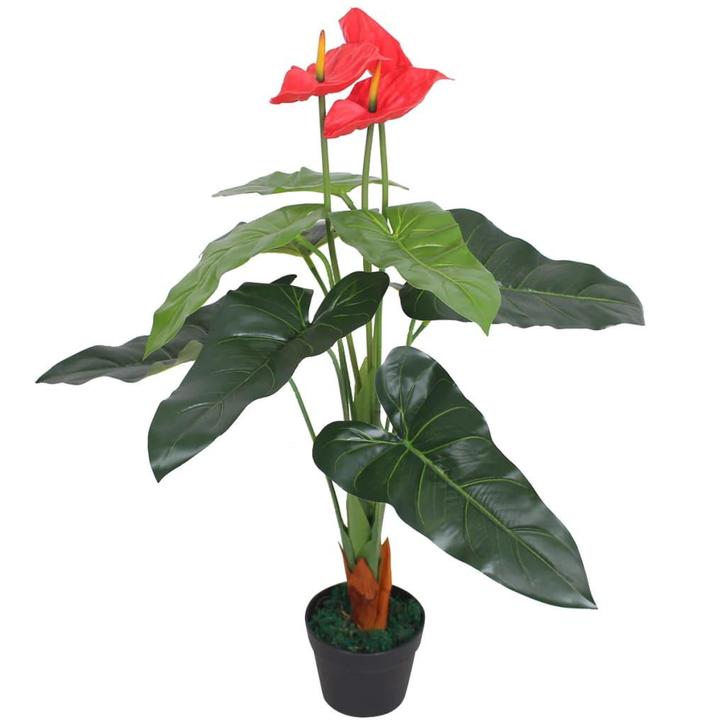 vidaXL Kunst anthurium plant met pot 90 cm rood en geel, Huis en Inrichting, Woonaccessoires | Kunstplanten en Kunstbloemen, Nieuw