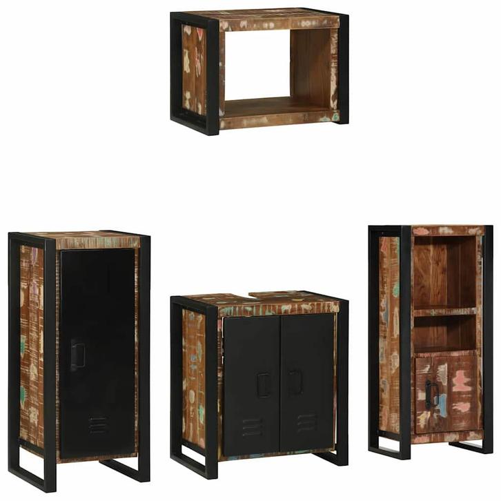 vidaXL Badkamermeubelset met plank 4 pcs Multikleur 40 x 35, Huis en Inrichting, Badkamer | Badkamermeubels, Nieuw, Verzenden