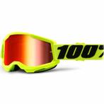 Crossbril 100% Strata 2 - Fluo geel / Rode Spiegellens, Verzenden, Nieuw met kaartje, Motorcrosskleding