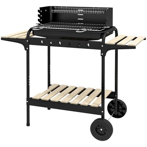 TRUUSK Houtskoolgrill Van Metaal BBQ Smoker Met Wielen, In H, Tuin en Terras, Houtskoolbarbecues, Nieuw, Verzenden