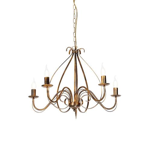 Klassieke kroonluchter antiek goud 5-lichts - Giuseppe, Huis en Inrichting, Lampen | Kroonluchters, Nieuw, Overige materialen