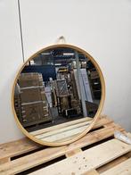 Spiegel 80 cm rond met Bamboo rand en chroom ophangknop, Ophalen of Verzenden, Nieuw