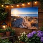 Tuinposter Duinpad naar Zee – Strand Zonsondergang – 90x60 o, Verzenden, Nieuw, Print, 75 tot 100 cm