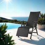 Wicker tuinstoel opklapbaar met aluminium frame en voetsteun, Verzenden, Nieuw