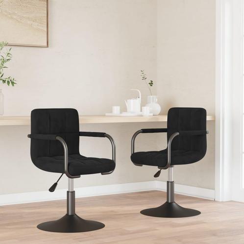 vidaXL Eetkamerstoelen draaibaar 2 st fluweel zwart, Huis en Inrichting, Stoelen, Zwart, Nieuw, Verzenden