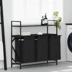 vidaXL Wasmand 3 vakken met planken zwart eikenkleurig, Tuin en Terras, Verzenden, Nieuw