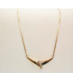 Gouden collier met vaste hanger met diamanten 0,07 ct. |..., Gebruikt, Overige kleuren, Ophalen of Verzenden, Met edelsteen