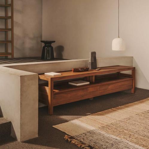 *WOONWINKEL* Kave Home Sashi Japandi Tv-meubel Donker Teak H, Huis en Inrichting, Kasten | Televisiemeubels, Nieuw, Verzenden