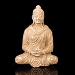 Gandharan Stucco Buddha – Icoon van Vrede en Reflectie, Antiek en Kunst