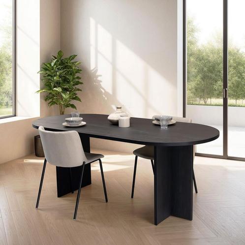 SALE! Ovale Eettafel Noa, 200cm, kleur Zwart Eiken, Huis en Inrichting, Tafels | Eettafels, 50 tot 100 cm, 150 tot 200 cm, Ovaal