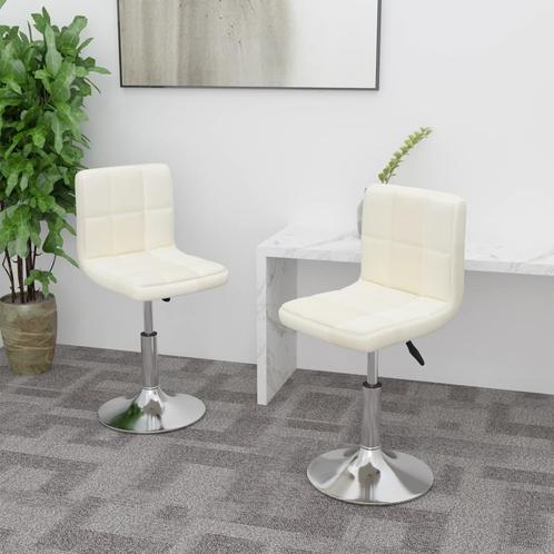 vidaXL Eetkamerstoelen 2 st draaibaar stof crèmekleurig, Huis en Inrichting, Stoelen, Nieuw, Verzenden