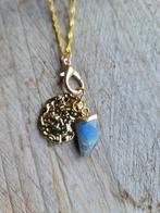Handgemaakte labradoriet ketting met gouden munt - zilver, Nieuw