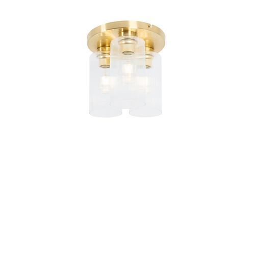 Art Deco plafondlamp goud met glas 3-lichts - Laura, Huis en Inrichting, Lampen | Plafondlampen, Nieuw, Glas