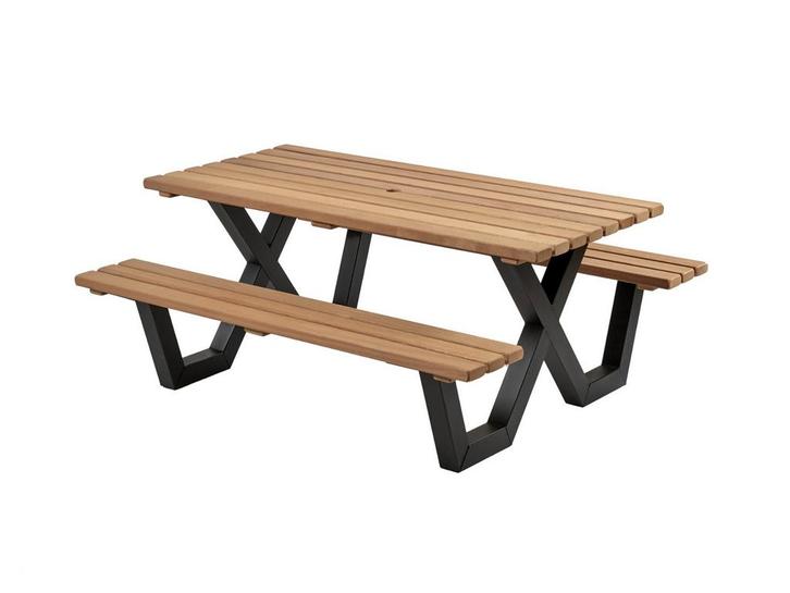 Picknicktafel hardhout metalen frame - 180x160cm, Tuin en Terras, Tuinsets en Loungesets, Ophalen of Verzenden