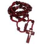 Fako Bijoux® - Rozenkrans Ketting Hout - Vierkant - Rood, Verzenden, Nieuw