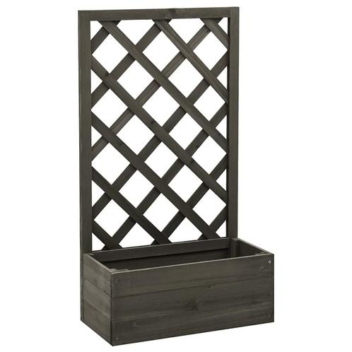 vidaXL Latwerkplantenbak 50x25x90 cm massief vurenhout grijs, Tuin en Terras, Bloembakken en Plantenbakken, Minder dan 60 cm, Nieuw