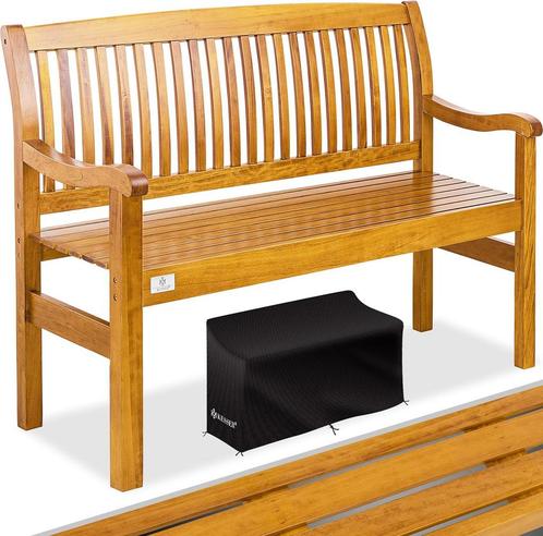 Tuinbank van hout weerbestendig - parkbank 125 cm - met, Tuin en Terras, Tuinsets en Loungesets, Verzenden