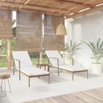 vidaXL Ligbedden 2 st met tafel poly rattan bruin, Verzenden, Nieuw
