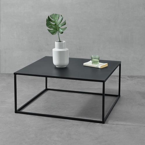 Salontafel Lebus 38x85x85 cm vierkant metaal zwart, Huis en Inrichting, Tafels | Salontafels, Nieuw, Verzenden