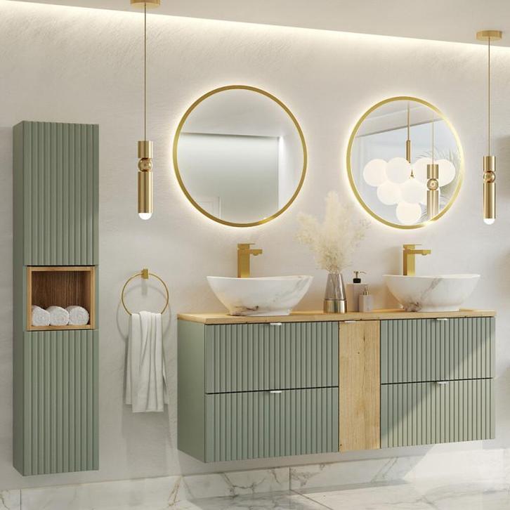 Badmeubels Complete Set met LED Spiegel Luxe Badmeubel, Huis en Inrichting, Badkamer | Badkamermeubels, 25 tot 50 cm, Nieuw, Wastafelkast