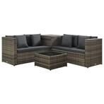 vidaXL 4-delige Loungeset met kussens poly rattan grijs, 4 zitplaatsen, Nieuw, Loungeset, Verzenden