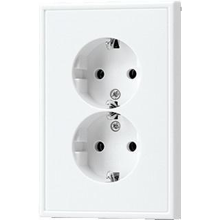Jung LS990 2V wandcontactdoos met randaarde inbouw alpinwit, Doe-het-zelf en Verbouw, Elektra en Kabels, Stopcontact, Nieuw