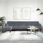 vidaXL Slaapbank L-vormig 260x140x70 cm fluweel donkergrijs, Verzenden, Nieuw, Stof, Minder dan 150 cm
