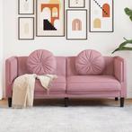 vidaXL Bank met kussens 2-zits fluweel roze, Huis en Inrichting, Verzenden, Nieuw, Tweepersoons, Stof